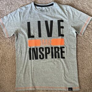 Live Inspire Gray T-Shirt with Orange Accents